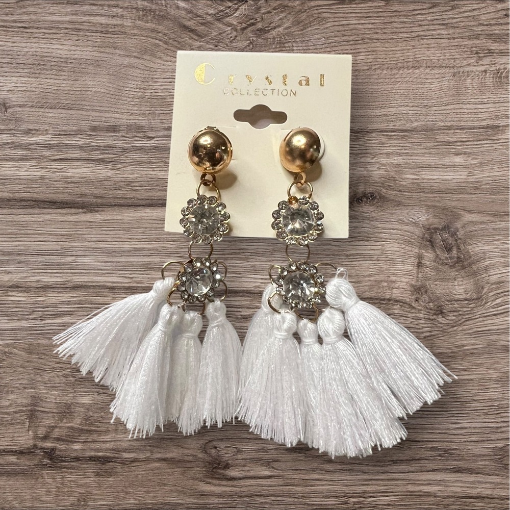 Crystal Collection Dangle Earrings Rhinestone Tassel Statement‎ Earrings